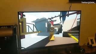 A cute girl kisses her boyfriend in a steamy video game challenge