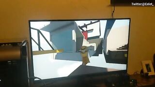 A cute girl kisses her boyfriend in a steamy video game challenge