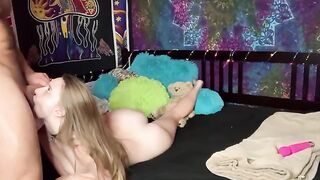 Petite teen gets her pussy railed by her teacher in a steamy session