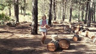 Barefoot babe from Russia gets fucked outdoors with a toy
