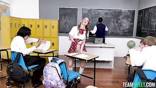 The girl passed the exam thanks to her great skills in intimacy