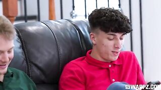 Love doesn't end there - a man fucks his wife and her girlfriend on the couch