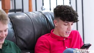 Love doesn't end there - a man fucks his wife and her girlfriend on the couch