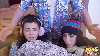 Their wet pussies were soaked after the intense action in threesomes
