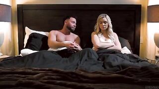The night of our passion, a breathtaking blondie on the bed