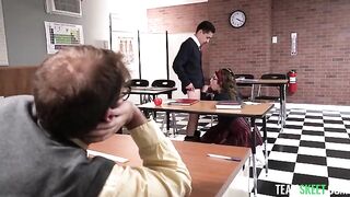 Students are having fun at the table with their teacher