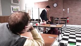 Students are having fun at the table with their teacher