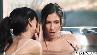 A day in paradise with a brunette beauty and her friend