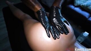 Massage of the wet pussy from the inside with a nice woman