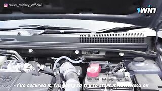 A beautiful girl got fucked by a guy who helped her fix the car