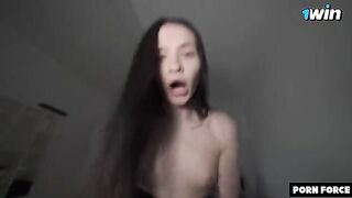 A girl can not stop shaking after a man ran over her pussy