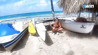 Sex on a public beach with a beautiful teen
