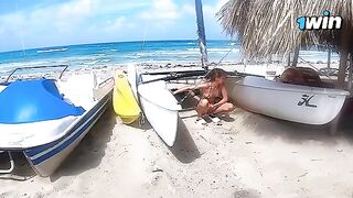 Sex on a public beach with a beautiful teen