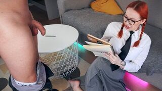 The girl thinks she will have to suck cock again at school