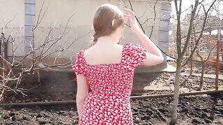 A hot blondie is always horny and looking for sex in the village