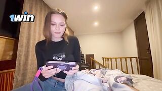 The stepbrother pleased his stepsister in a special way