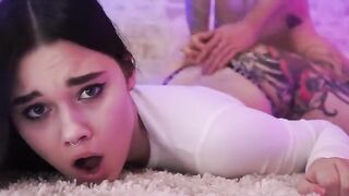 A man hard fucked a girl with his huge cock