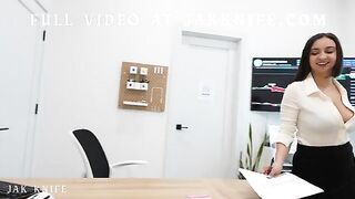 The girl was pleasantly surprised at work by a co-worker in an intimate encounter
