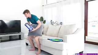 Tender sex with a cute brunette on the couch is unforgettable