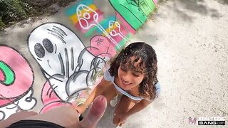 The white guy managed to surprise the girl with his big dick
