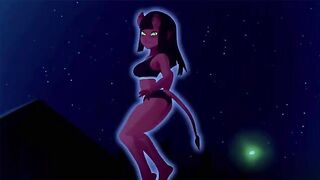 The girl was fucked by a horny witch in the pussy