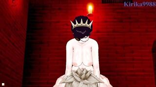 Asta has deep sex with a crazy girl in a secret room