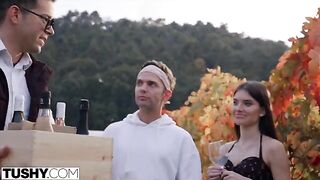 Stefany accepts a tempting double penetration offer on holiday