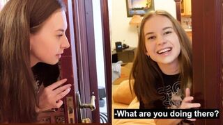 Every evening, he stops by to visit his neighbor, a slim, 18-24 year-old amateur female