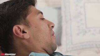 A man with a big cock brings happiness to the cute brunette