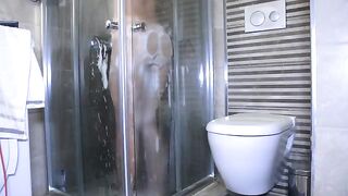 Instead of showering, the girl received a mouth full of cock