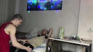 Two guys fucked a girl with narrow pussy in a party