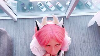 A cute 18 y.o. girl playing a naughty game with her partner