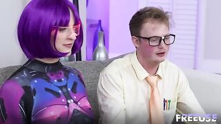 Pretty aliens also like to be caressed by tongues in their pussies on the couch