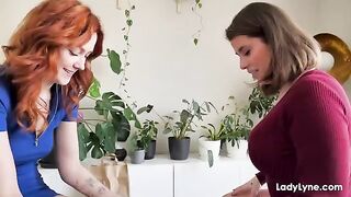 The guy supports his girlfriend with his feet in a thrilling way