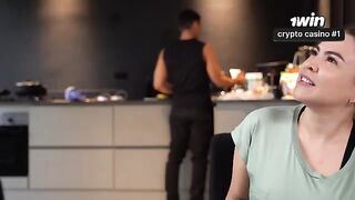 Not even a partner can distract you from the news, featuring Angel Cruz's busty Latina charm