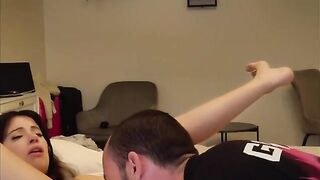 A couple has an intense and passionate sex session, with the girl moaning loudly