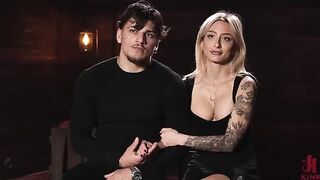 The blonde got tied up and came with a strong orgasm