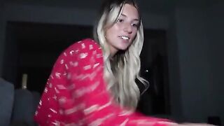 A petite blonde girl is dominated by her stepbrother before bed