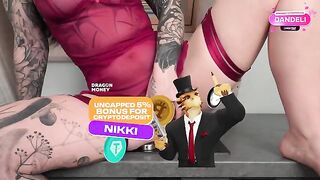 It towers over me, sinking deeper… A breathtaking, inked brunette's tight pink pussy revealed