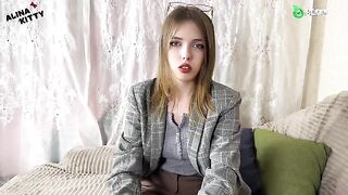 The hot girl turned her face toward it and caught it all