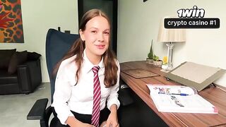 A schoolgirl is punishing her stepsister for not doing her homework