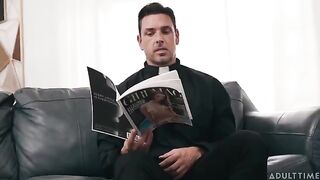 I fucked the brunette on the couch with a natural breast, and I cum on her tits