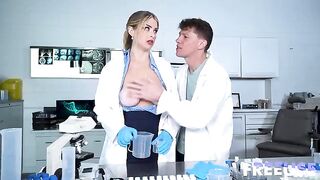 The girl in a doggy style position for rough sex