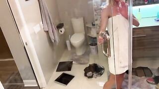 The girl and her girlfriend fucked with a hot step mom in sauna