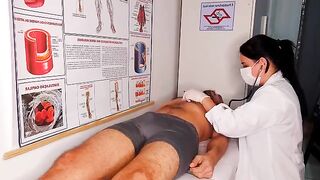 A hot nurse gets her patient’s cock out of his pants
