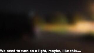 A woman is having fun with two guys in the car, it's her first experience