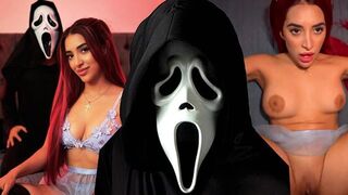 A scary movie with Jessica Sodi turns into a hot Halloween sex scene