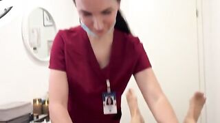 A hot nurse smoothes her client's body before sucking him off