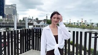 A signal of distress from a stunning brunette at the Bikini Atoll