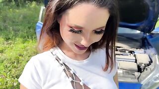 A fit girl has sex right in the car